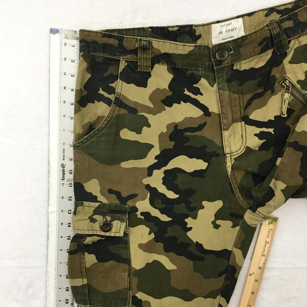 AK Army Mens Camo Cargo Pants Green Brown Tactical Military Size 36 Fits 38